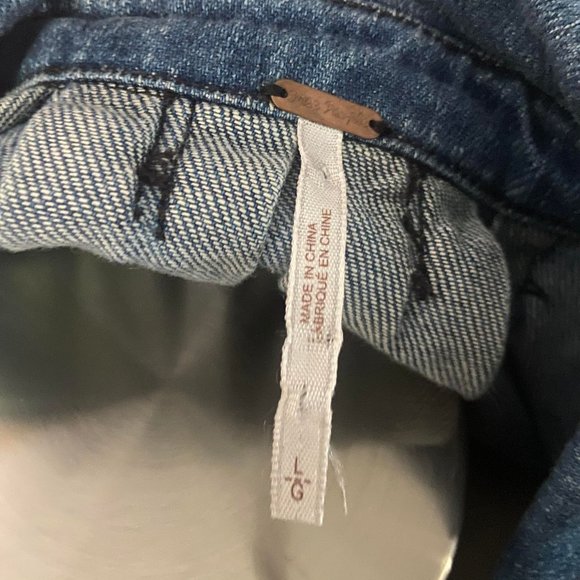 Free People size Large Blue Denim pleated baby doll tunic - Picture 5 of 6